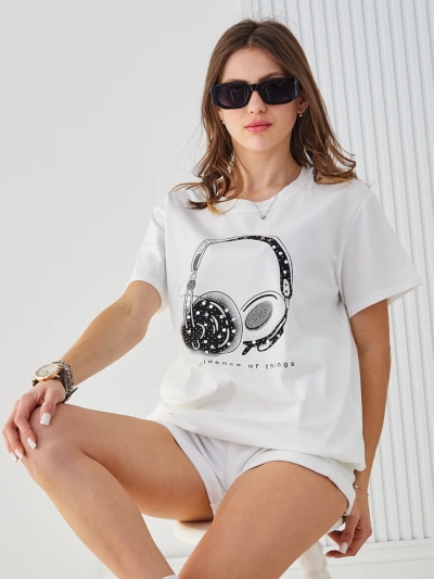Royalfashion Tricou din bumbac pentru femei cu imprimeu