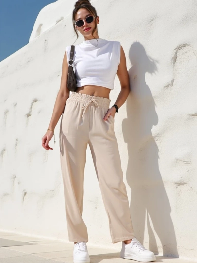 Pantaloni din țesătură simpli pentru femei Royalfashion