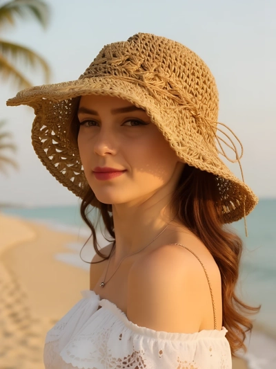 Royalfashion Pălărie de paie pentru femei Dantelă Breeze