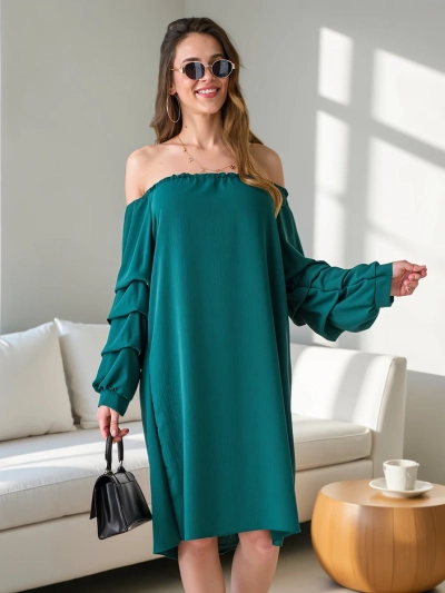 Rochie fluidă pentru femei în stil spaniol cu volane