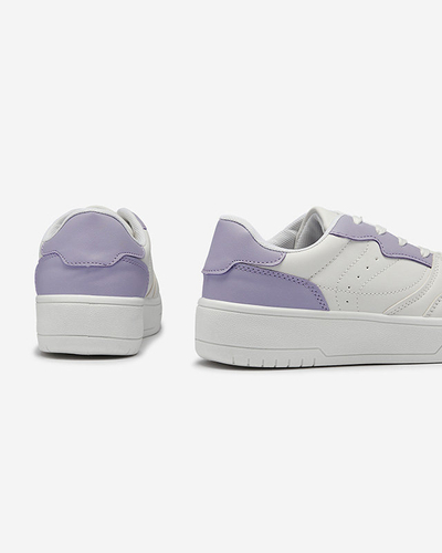 Pantofi sport de damă albi cu inserții mov Tercua- Footwear