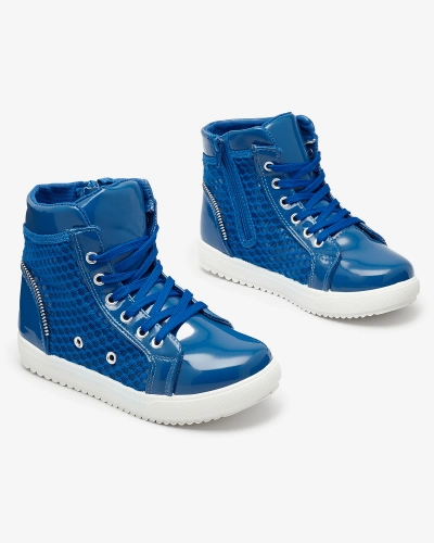 Adidași cu talpă înaltă pentru fete de culoare albastră Borris- Footwear