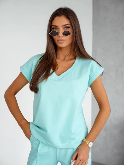 Royalfashion Set de bumbac casual pentru femei cu mânecă scurtă