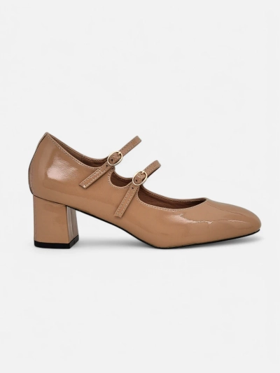Royalfashion Pantofii cu toc pentru femei din patent cu curele Ovigs
