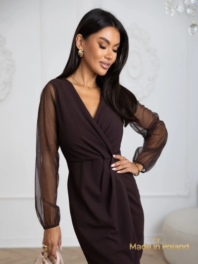 Rochie mini elegantă de damă cu mâneci din plasă Melisa