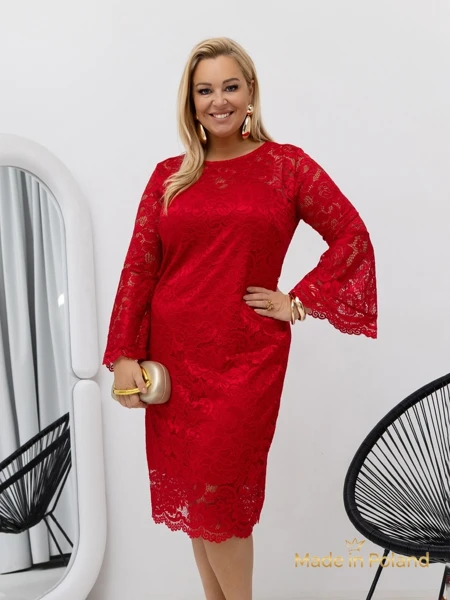 Rochie midi de damă din dantelă cu mâneci largi Kiss Star