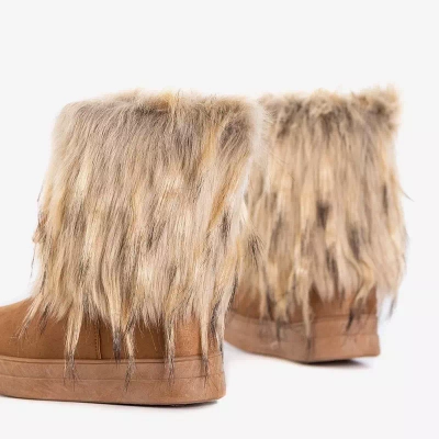 OUTLET Cizme de zapada dama maro deschis cu decoratiuni Astride - Incaltaminte