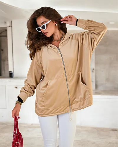 Royalfashion Hanorac cu glugă fără fermoar pentru femei