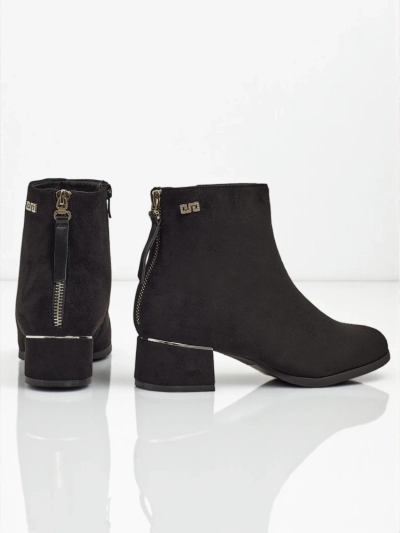 Botine de damă din piele ecologică întoarsă cu toc gros Arshinea