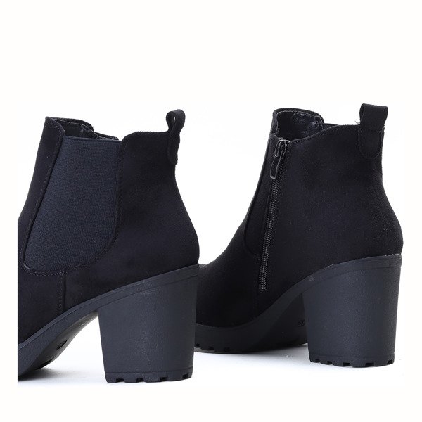 Czarne botki na słupku Heart Shaker - Obuwie