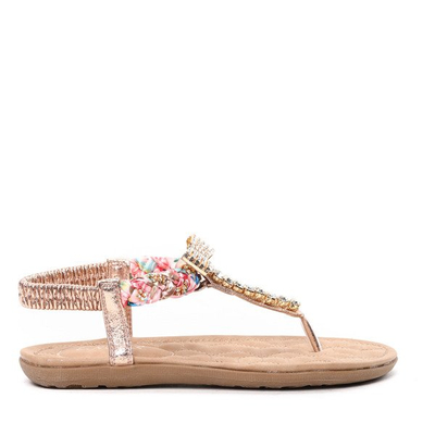 Złote sandały z cyrkoniami Benjamina- Obuwie