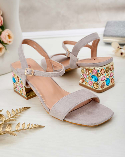 Royalfashion Sandale de damă pe postament cu cristale Ohvare