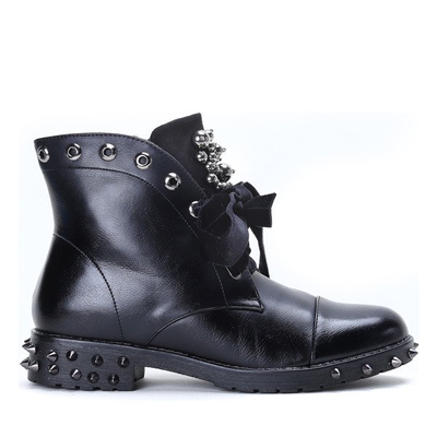 Czarne workery z ćwiekami Darina - Obuwie