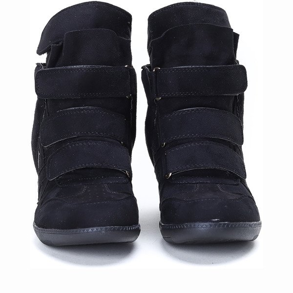 Czarne sneakersy na koturnie Barbra - Obuwie