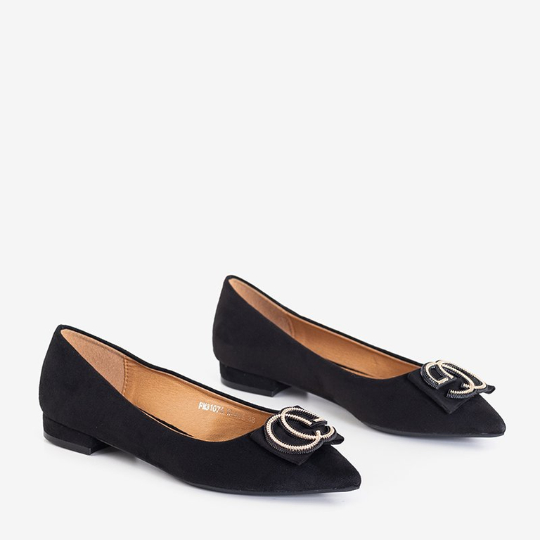 Balerini de femei negre cu decor Janessa - Încălțăminte