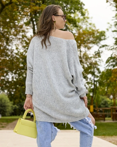 Royalfashion Pulover lung oversize pentru femei Grey