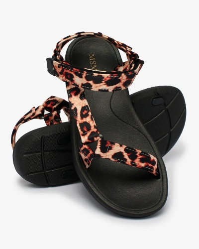 Royalfashion Sandale de damă bej cu model leopard Leonno