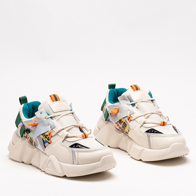 Pantofi sport de dama bej cu insertii colorate Deroni - Incaltaminte