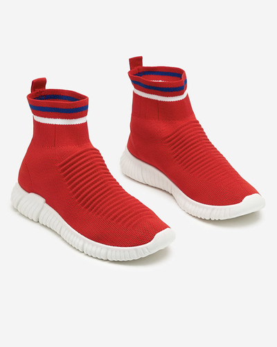OUTLET Pantofi sport roșii de damă cu glezne înalte by Deloni - Încălțăminte