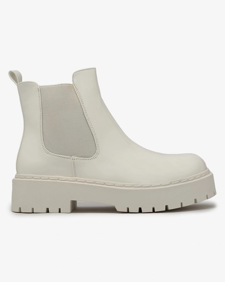 Royalfashion Cizme albe lăcuite fără toc pentru femei Glossy Chic