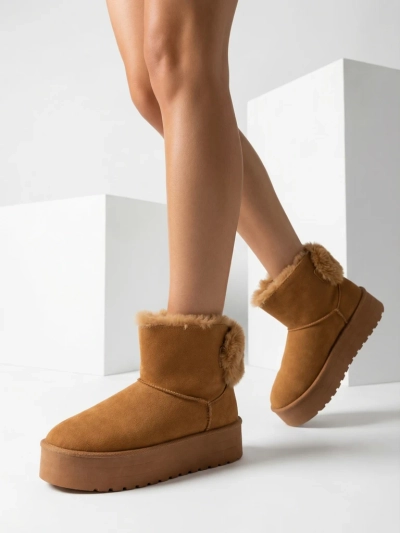Royalfashion Boots a'la cizme de zăpadă pentru femei de culoare camel Goroggo