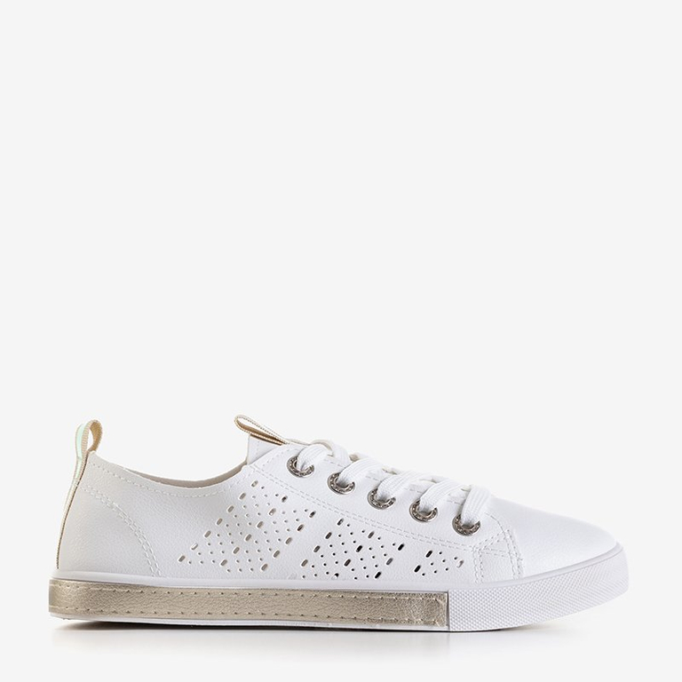 OUTLET Adidași albi pentru femei cu inserție aurie Kowen - Încălțăminte