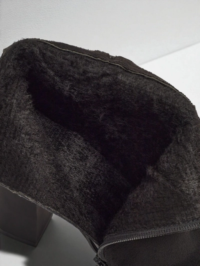 Botine de damă eco piele întoarsă cu toc gros Zavrina