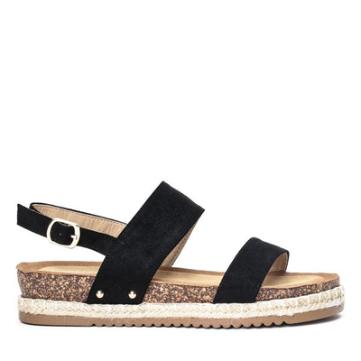 Czarne sandały na niskiej platformie Movisa - Obuwie