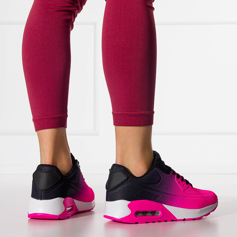 Pantofi sport de damă fucsia și negru pe platforma Tigeris - încălțăminte