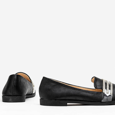 Mocasini de dama negre cu zirconiu cubic Kremssa - Incaltaminte