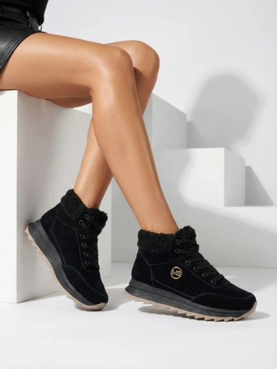 Royalfashion Pantofi sport izolați pentru femei, negri Cerrto