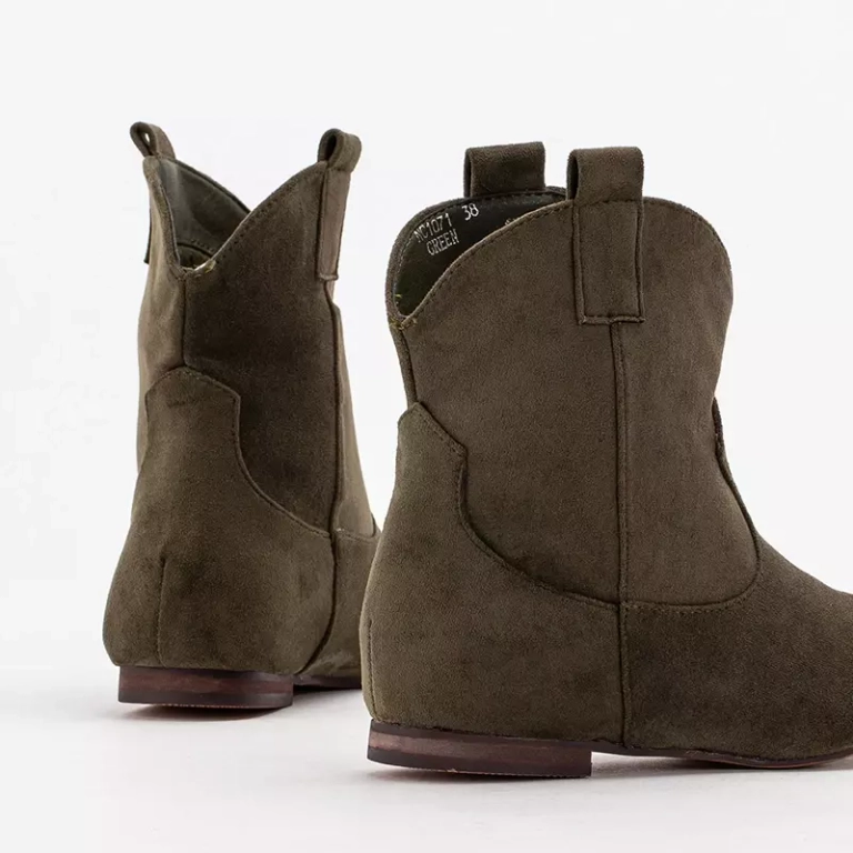 OUTLET Botine de dama verde inchis la glezna cizme cowboy a'la Renola - Incaltaminte