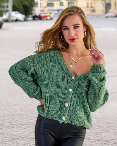 Royalfashion Pulover tricotat pentru femei cu nasturi