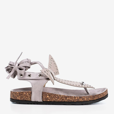 OUTLET Sandale Celione gri deschis legate - Încălțăminte