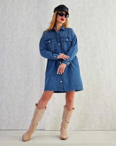 Royalfashion Rochie mini a'la denim din bumbac pentru femei