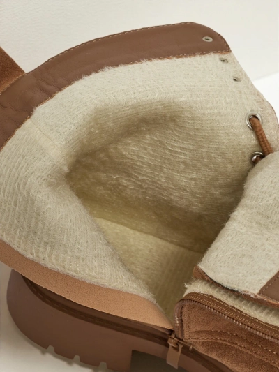 Botine de damă Ferlyne din piele ecologică de căprioară cu șireturi