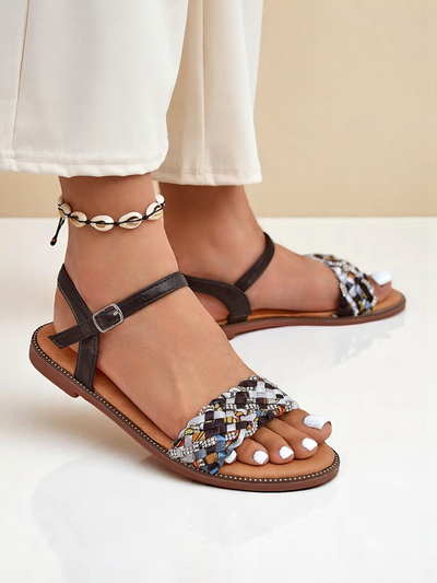 Royalfashion Damskie sandały na płaskiej podeszwie ColorStrap