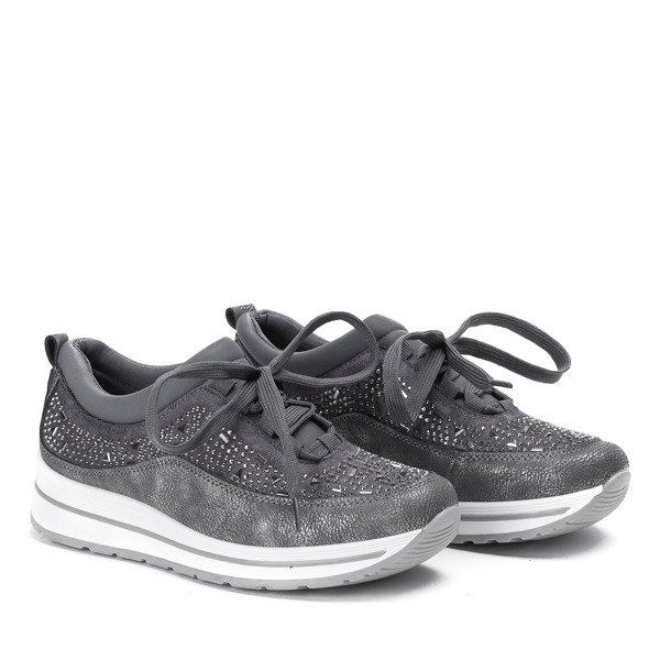 Szare buty sportowe z cyrkoniami Austen - Obuwie