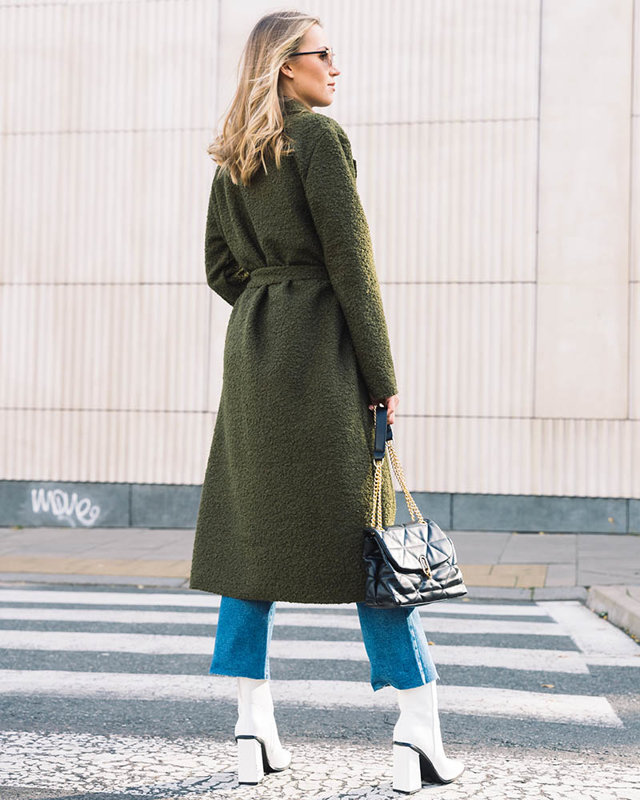 Palton verde de oaie până la glezne pentru femei - Îmbrăcăminte