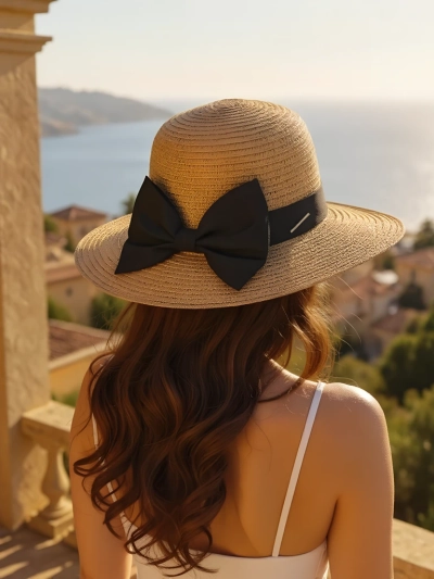 Royalfashion Pălărie de paie pentru femei Belle Ribbon
