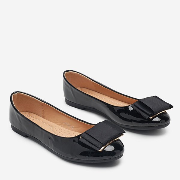 OUTLET Balerini lacuiti negri cu fundita Asame - Pantofi