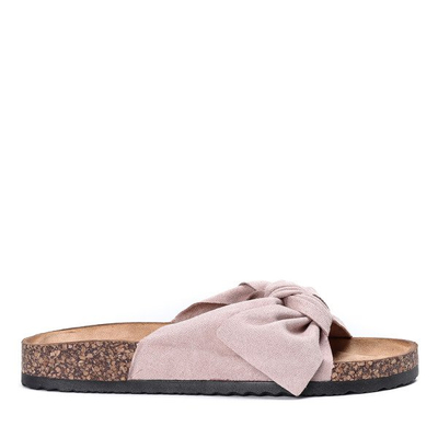 Różowe klapki z kokardką Irmina - Obuwie