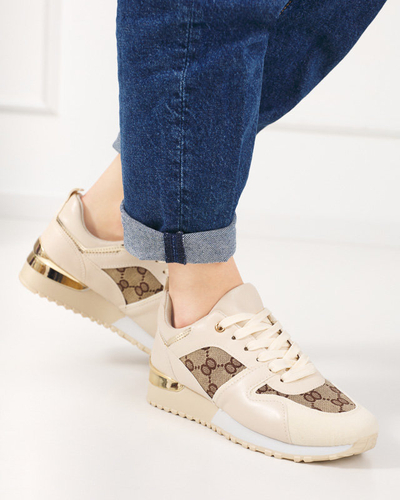 OUTLET Pantofi sport dama bej cu imprimeu Engla - Incaltaminte