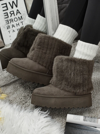 Ghete tip snowboots de damă cu blană artificială Irelle