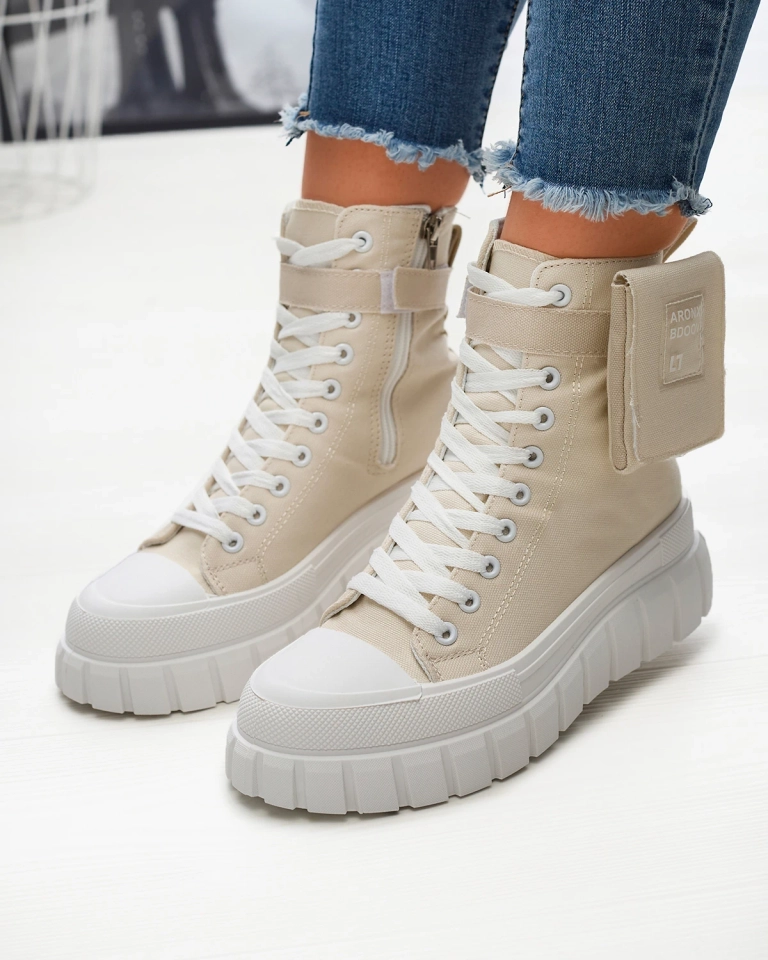 Adidași cu platformă înaltă de damă bej Uprella - Încălțăminte