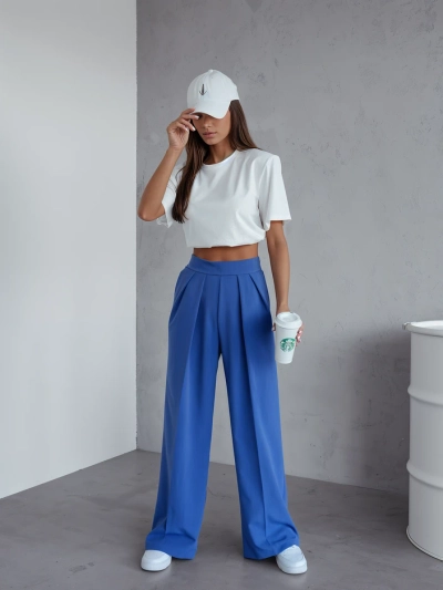 Pantaloni largi pentru femei Royalfashion cu pliuri