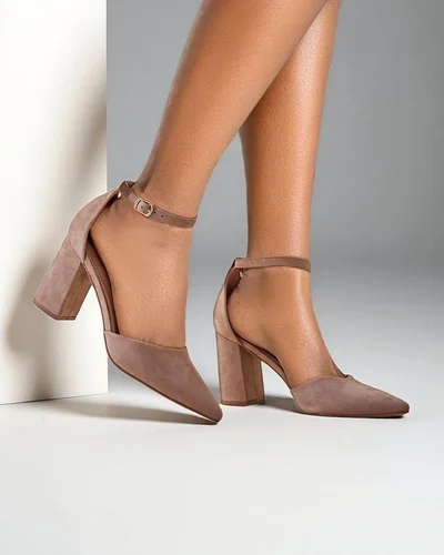 Royalfashion Pantofi cu toc pentru femei din eco-suede Caldeno