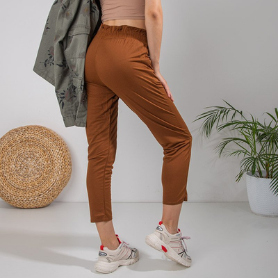 Pantaloni drepți dama maro 7/8 - Îmbrăcăminte