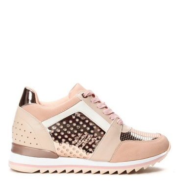 Różowe metaliczne buty sportowe Susan- Obuwie