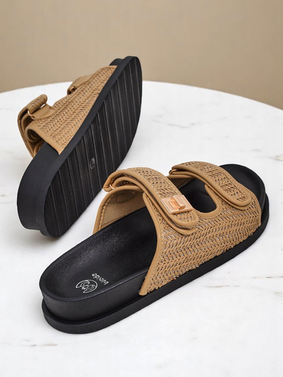 Royalfashion Sandale tip papuci pentru femei cu împletitură Delibeli